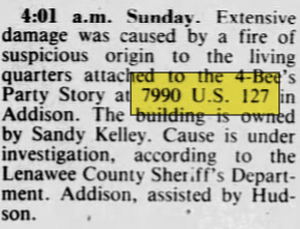 Barneys Service and Motel (4-Bees Party Store) - Jun 29 1981 Article (newer photo)